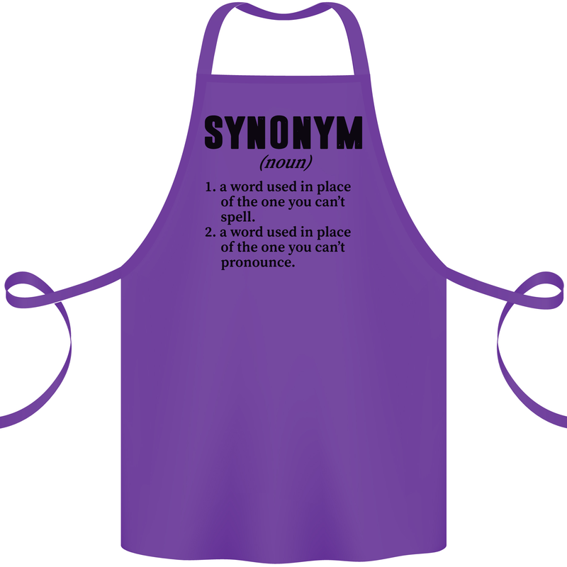 Synonym Funny Definition Slogan Cotton Apron 100% Organic Purple