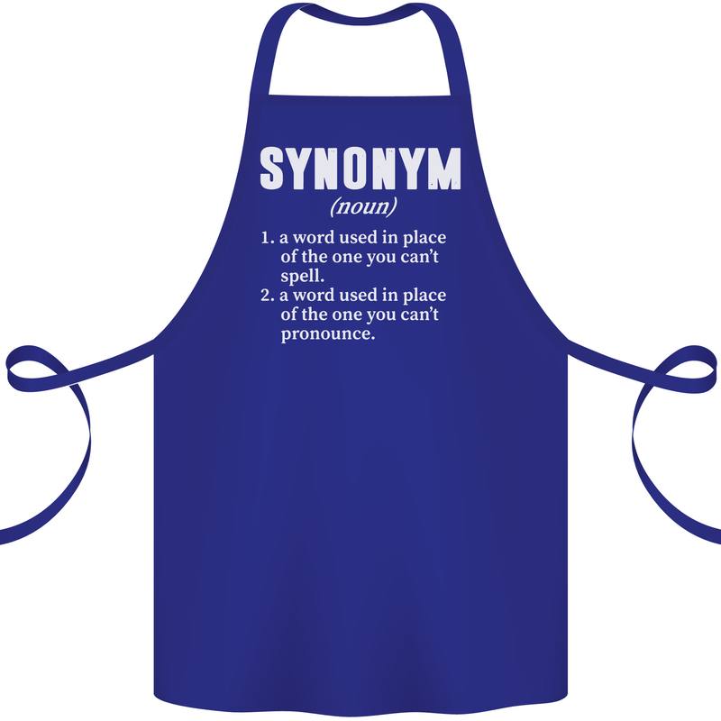 Synonym Funny Definition Slogan Cotton Apron 100% Organic Royal Blue