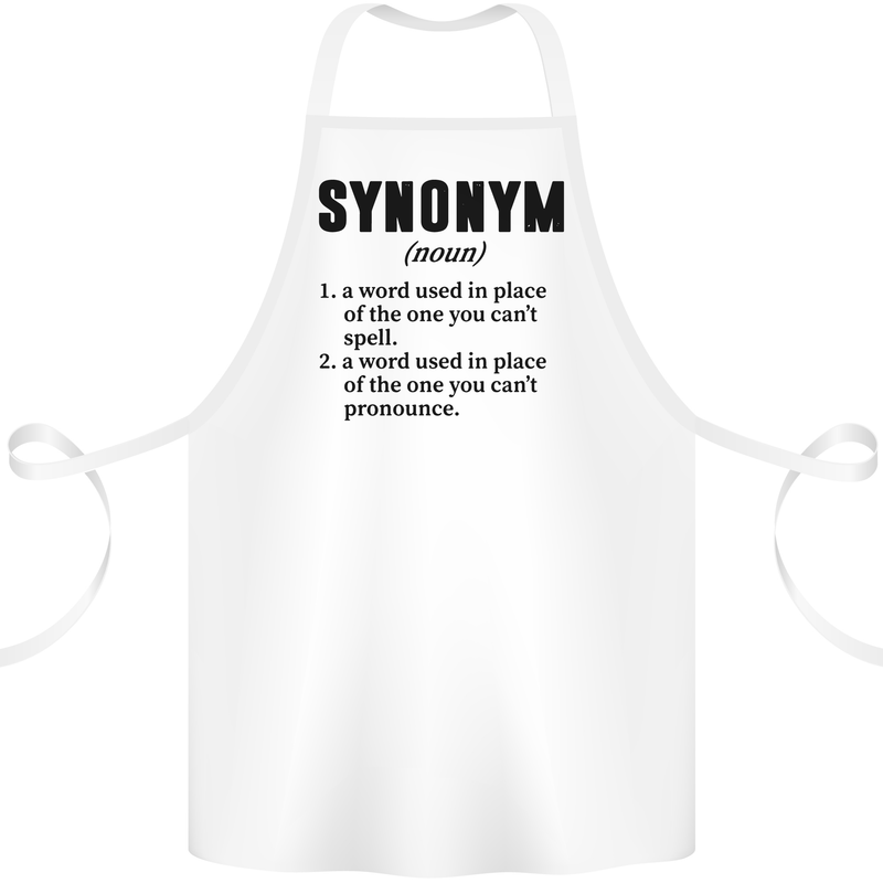 Synonym Funny Definition Slogan Cotton Apron 100% Organic White
