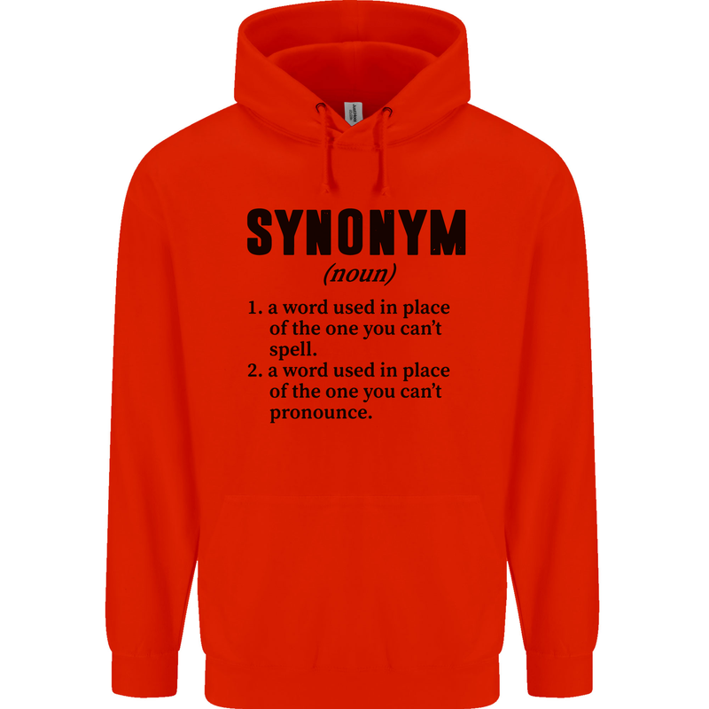 Synonym Funny Definition Slogan Mens 80% Cotton Hoodie Bright Red
