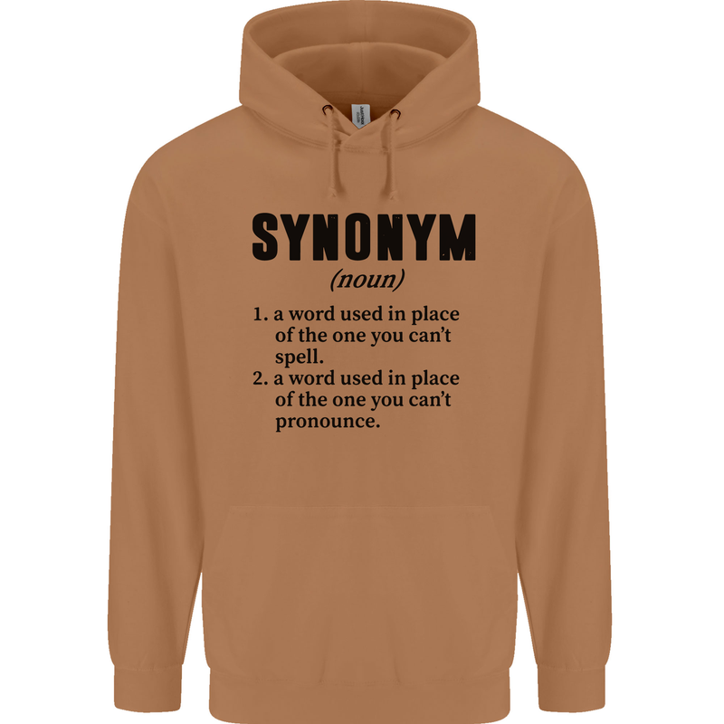 Synonym Funny Definition Slogan Mens 80% Cotton Hoodie Caramel Latte