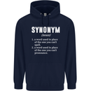 Synonym Funny Definition Slogan Mens 80% Cotton Hoodie Navy Blue