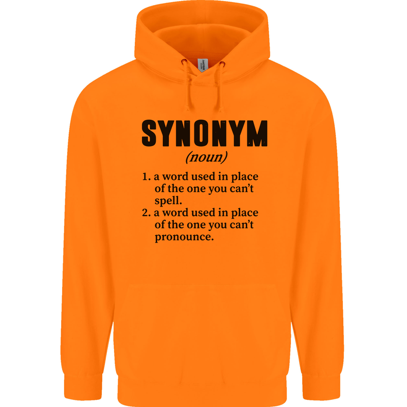 Synonym Funny Definition Slogan Mens 80% Cotton Hoodie Orange