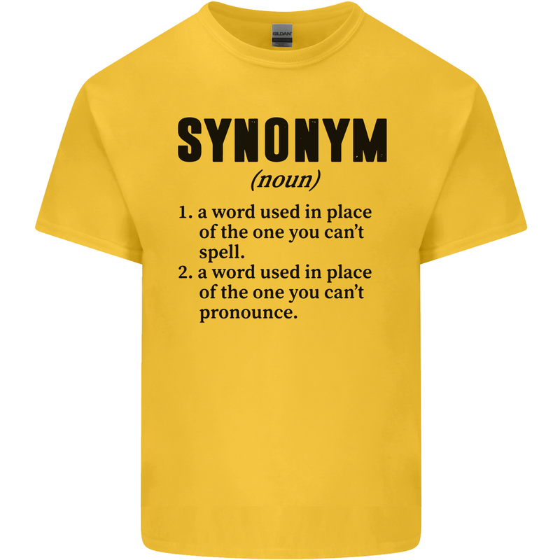 Synonym Funny Definition Slogan Mens Cotton T-Shirt Tee Top Yellow