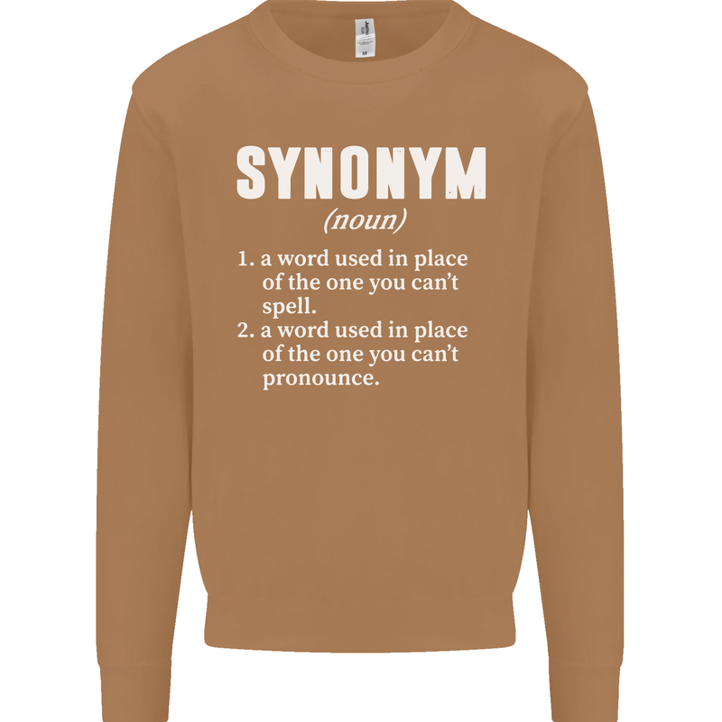 Synonym Funny Definition Slogan Mens Sweatshirt Jumper Caramel Latte