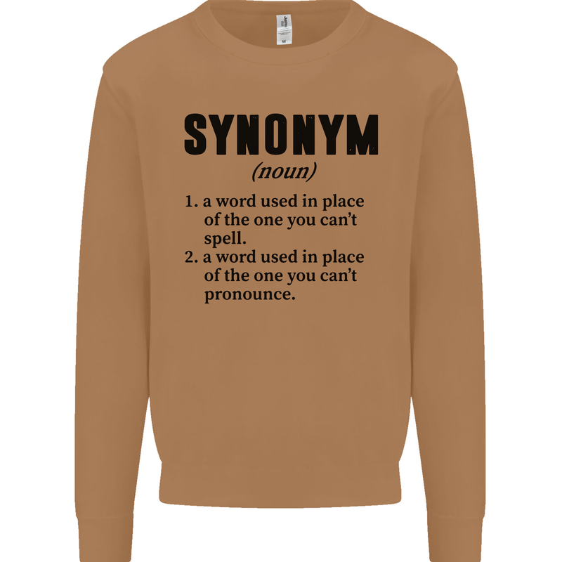 Synonym Funny Definition Slogan Mens Sweatshirt Jumper Caramel Latte