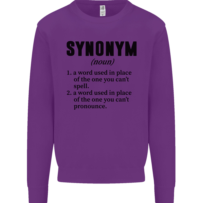 Synonym Funny Definition Slogan Mens Sweatshirt Jumper Purple