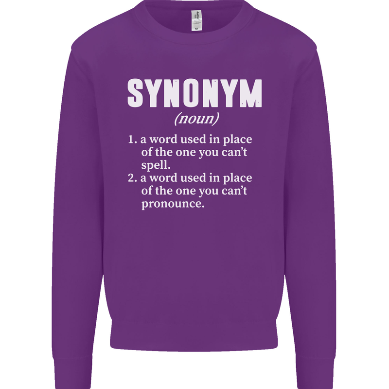 Synonym Funny Definition Slogan Mens Sweatshirt Jumper Purple
