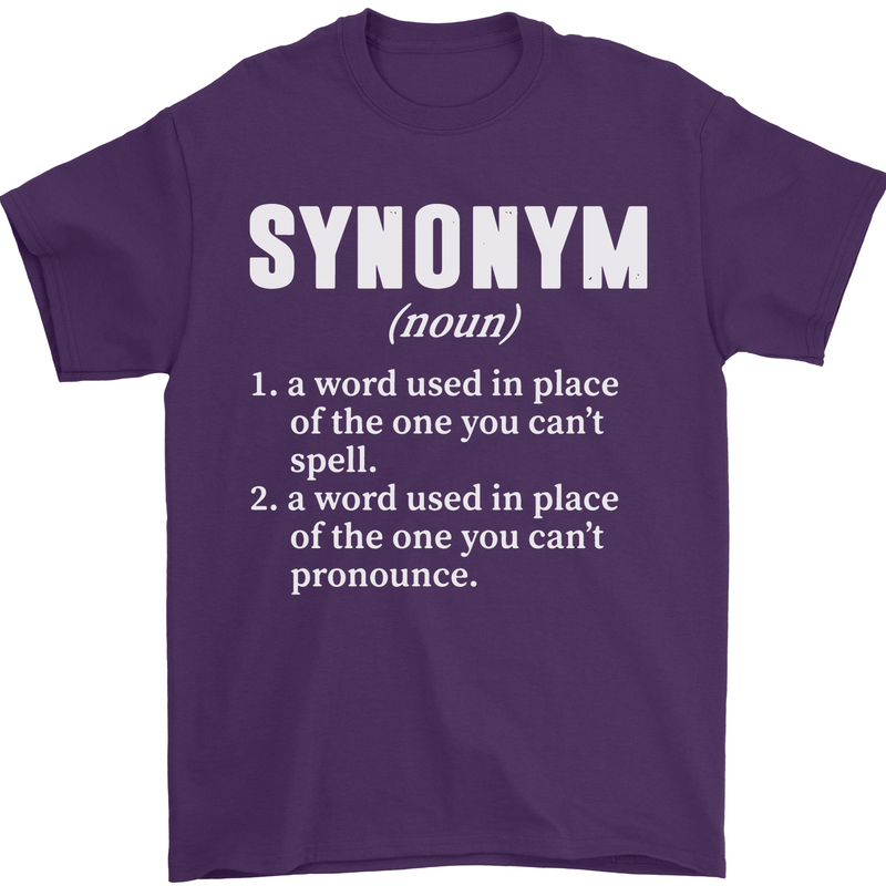 Synonym Funny Definition Slogan Mens T-Shirt Cotton Gildan Purple