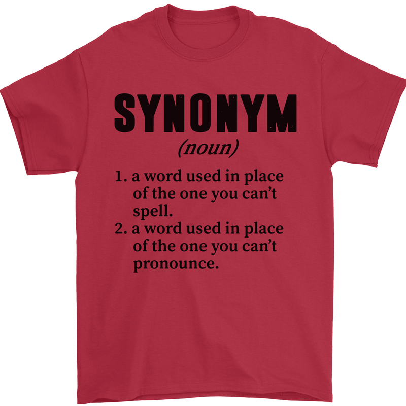 Synonym Funny Definition Slogan Mens T-Shirt Cotton Gildan Red