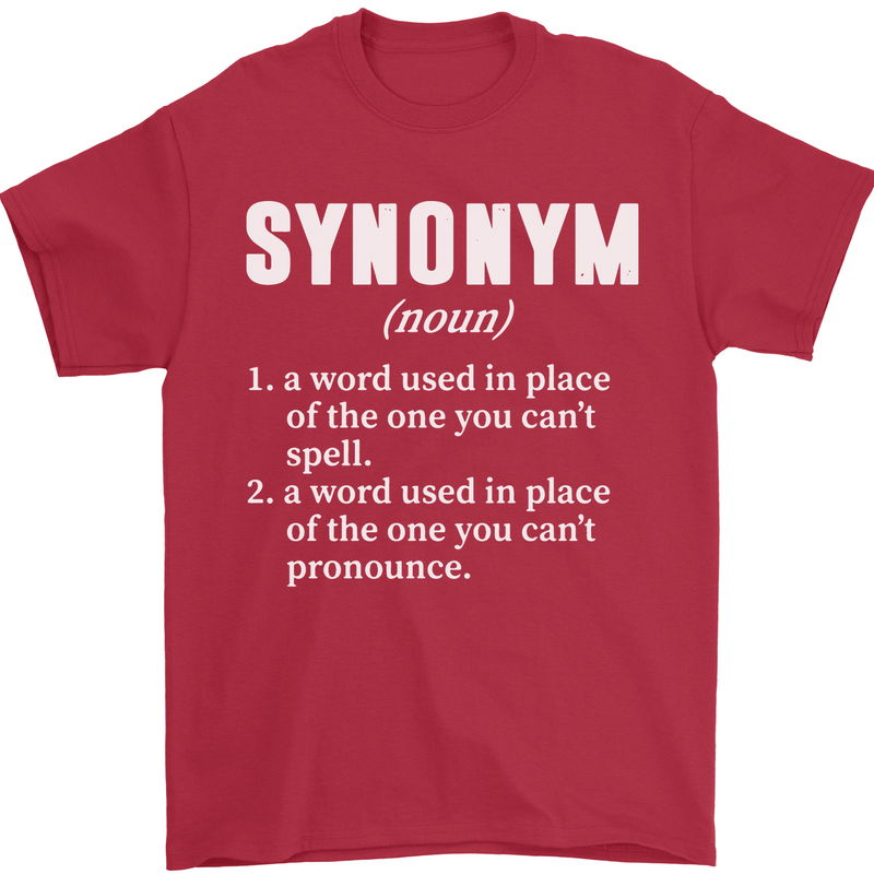 Synonym Funny Definition Slogan Mens T-Shirt Cotton Gildan Red