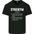 Synonym Funny Definition Slogan Mens V-Neck Cotton T-Shirt Black