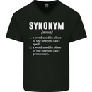 Synonym Funny Definition Slogan Mens V-Neck Cotton T-Shirt Black