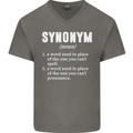 Synonym Funny Definition Slogan Mens V-Neck Cotton T-Shirt Charcoal