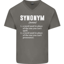 Synonym Funny Definition Slogan Mens V-Neck Cotton T-Shirt Charcoal