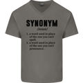 Synonym Funny Definition Slogan Mens V-Neck Cotton T-Shirt Charcoal