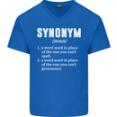 Synonym Funny Definition Slogan Mens V-Neck Cotton T-Shirt Royal Blue