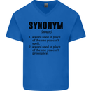 Synonym Funny Definition Slogan Mens V-Neck Cotton T-Shirt Royal Blue