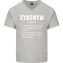 Synonym Funny Definition Slogan Mens V-Neck Cotton T-Shirt Sports Grey