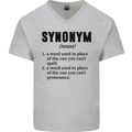 Synonym Funny Definition Slogan Mens V-Neck Cotton T-Shirt Sports Grey
