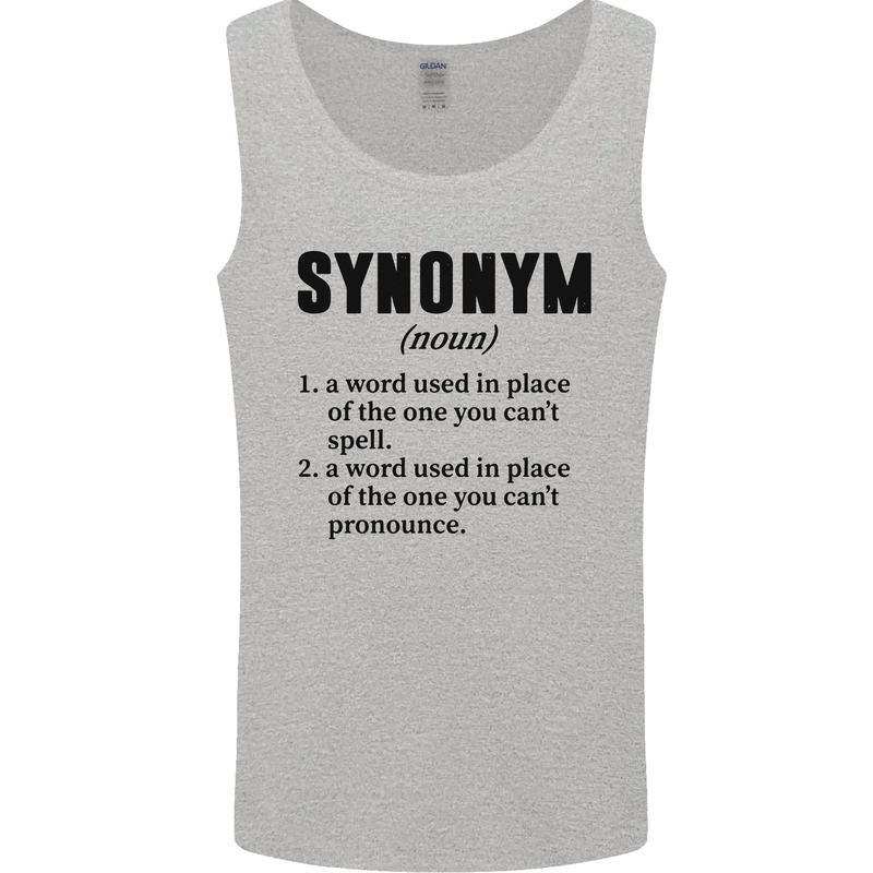 Synonym Funny Definition Slogan Mens Vest Tank Top Sports Grey