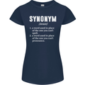 Synonym Funny Definition Slogan Womens Petite Cut T-Shirt Navy Blue