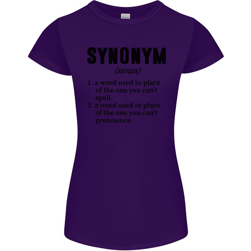 Synonym Funny Definition Slogan Womens Petite Cut T-Shirt Purple