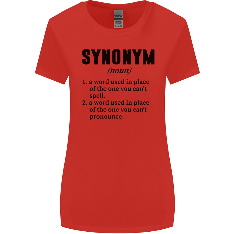 Synonym Funny Definition Slogan Womens Wider Cut T-Shirt Red