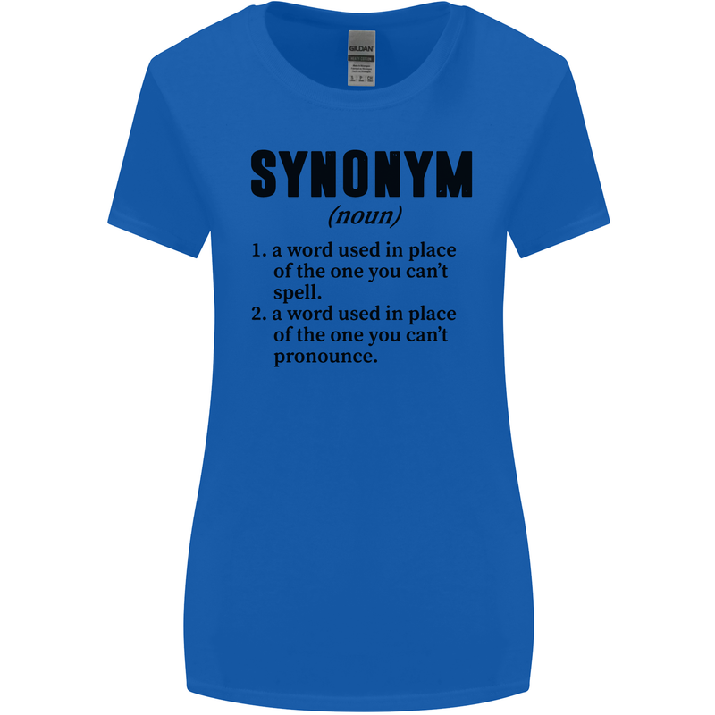 Synonym Funny Definition Slogan Womens Wider Cut T-Shirt Royal Blue