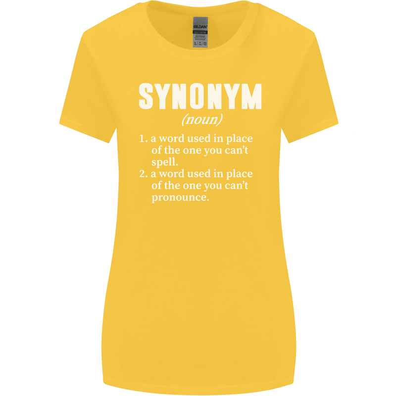 Synonym Funny Definition Slogan Womens Wider Cut T-Shirt Yellow