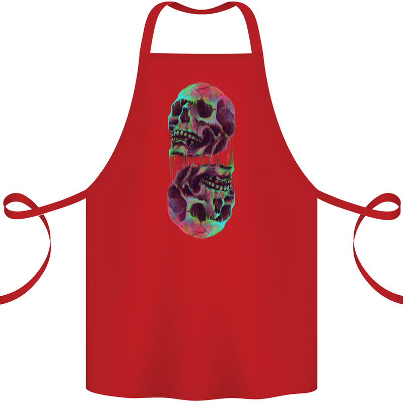 Synthesize Skulls Cotton Apron 100% Organic Red
