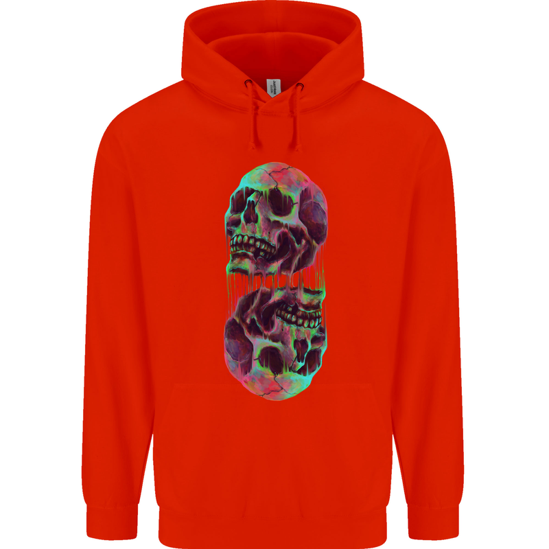 Synthesize Skulls Mens 80% Cotton Hoodie Bright Red