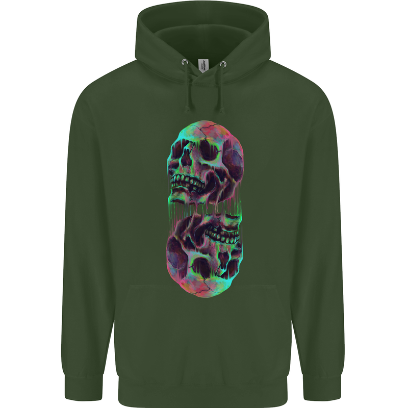 Synthesize Skulls Mens 80% Cotton Hoodie Forest Green