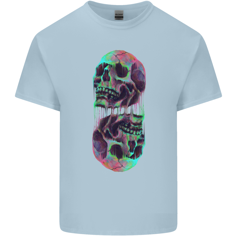 Synthesize Skulls Mens Cotton T-Shirt Tee Top Light Blue