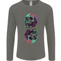 Synthesize Skulls Mens Long Sleeve T-Shirt Charcoal