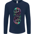 Synthesize Skulls Mens Long Sleeve T-Shirt Navy Blue