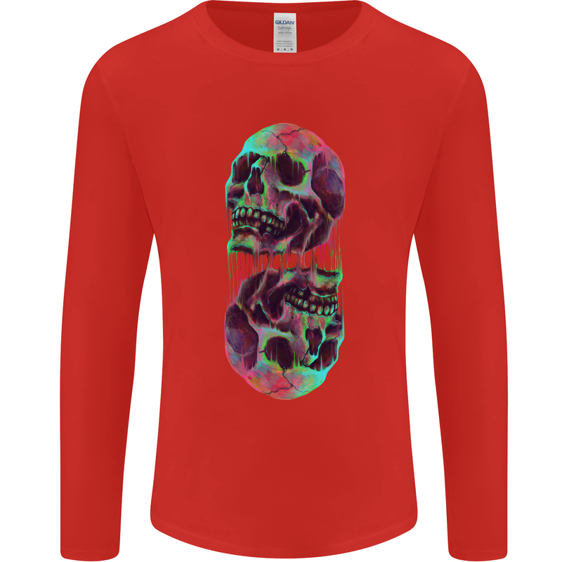 Synthesize Skulls Mens Long Sleeve T-Shirt Red