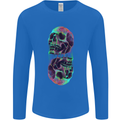 Synthesize Skulls Mens Long Sleeve T-Shirt Royal Blue