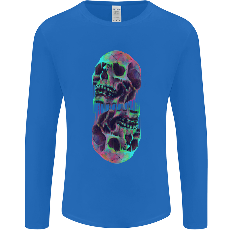 Synthesize Skulls Mens Long Sleeve T-Shirt Royal Blue