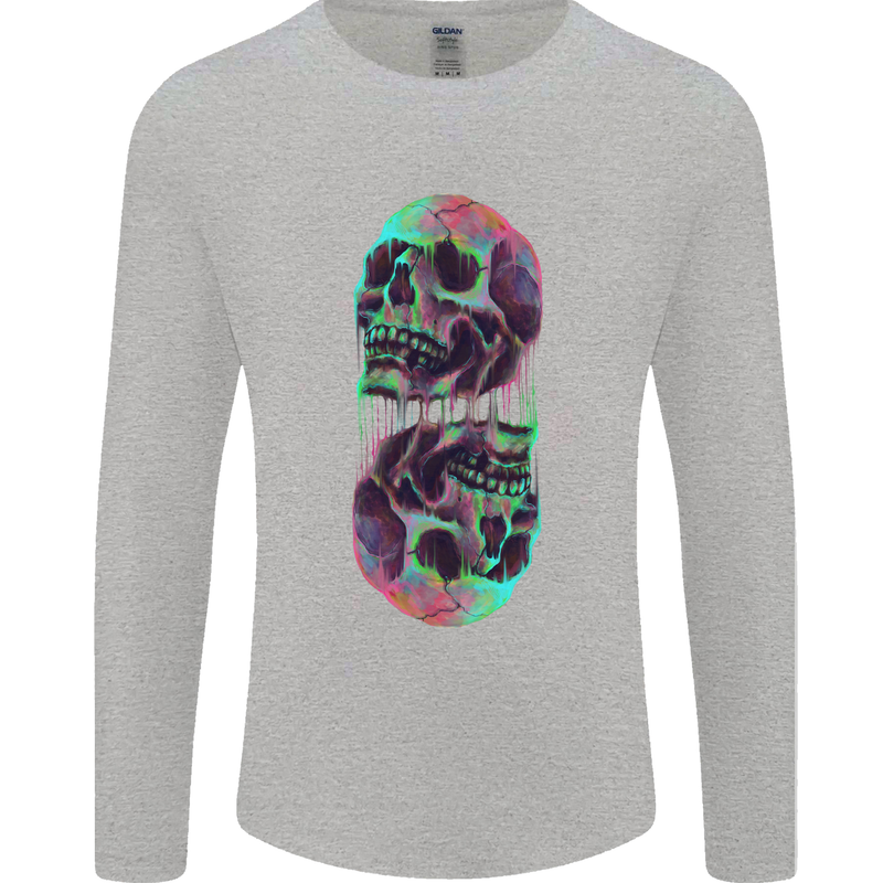 Synthesize Skulls Mens Long Sleeve T-Shirt Sports Grey