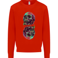 Synthesize Skulls Mens Sweatshirt Jumper Bright Red