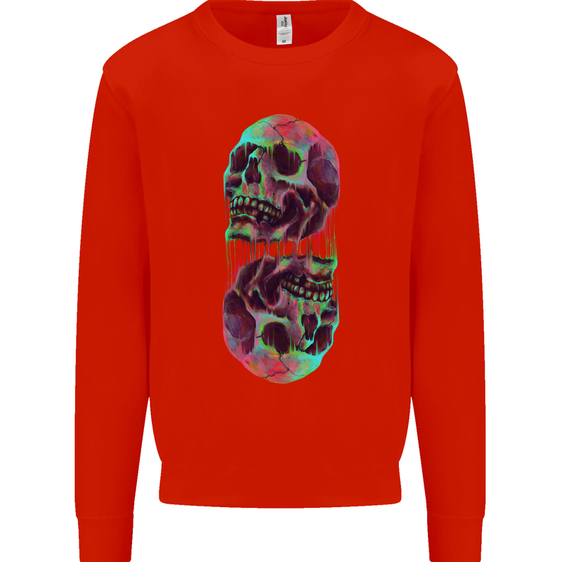 Synthesize Skulls Mens Sweatshirt Jumper Bright Red