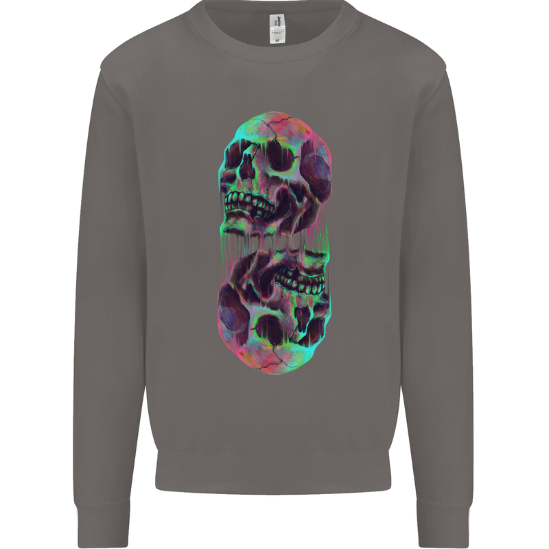 Synthesize Skulls Mens Sweatshirt Jumper Charcoal