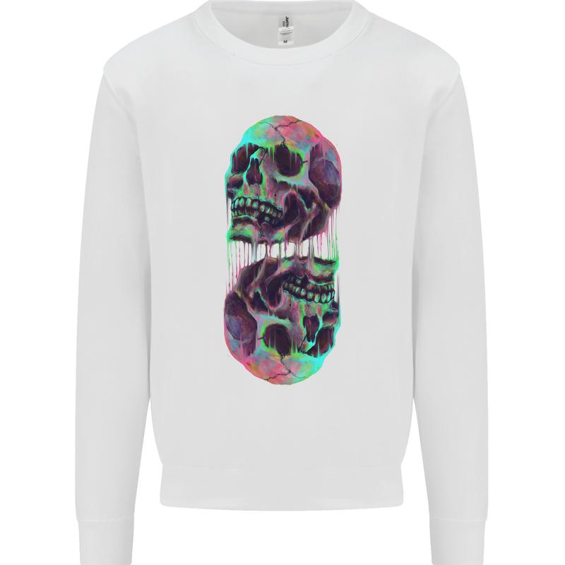 Synthesize Skulls Mens Sweatshirt Jumper White