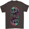 Synthesize Skulls Mens T-Shirt Cotton Gildan Dark Chocolate