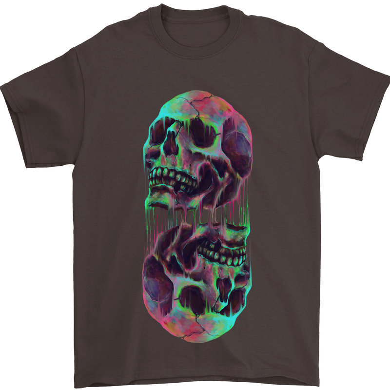 Synthesize Skulls Mens T-Shirt Cotton Gildan Dark Chocolate