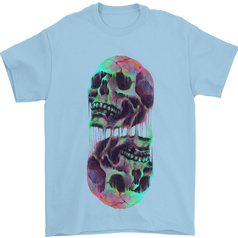 Synthesize Skulls Mens T-Shirt Cotton Gildan Light Blue