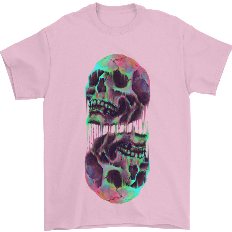 Synthesize Skulls Mens T-Shirt Cotton Gildan Light Pink