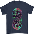 Synthesize Skulls Mens T-Shirt Cotton Gildan Navy Blue