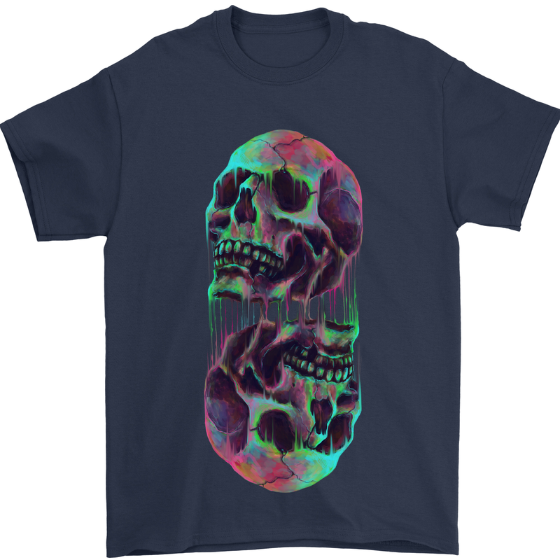 Synthesize Skulls Mens T-Shirt Cotton Gildan Navy Blue